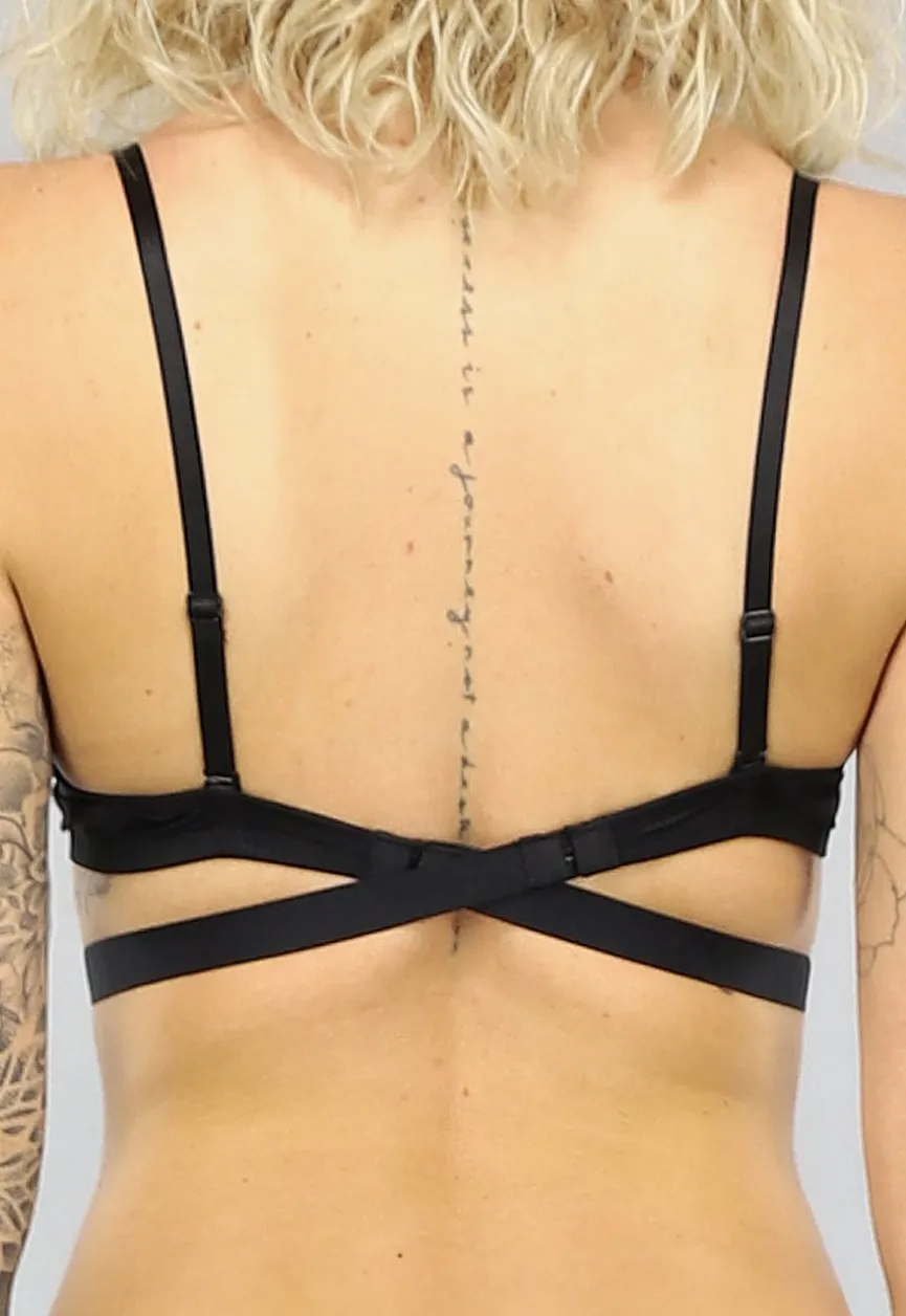 Zwarte Push Up BH met Lage Uitsnede en Beugels