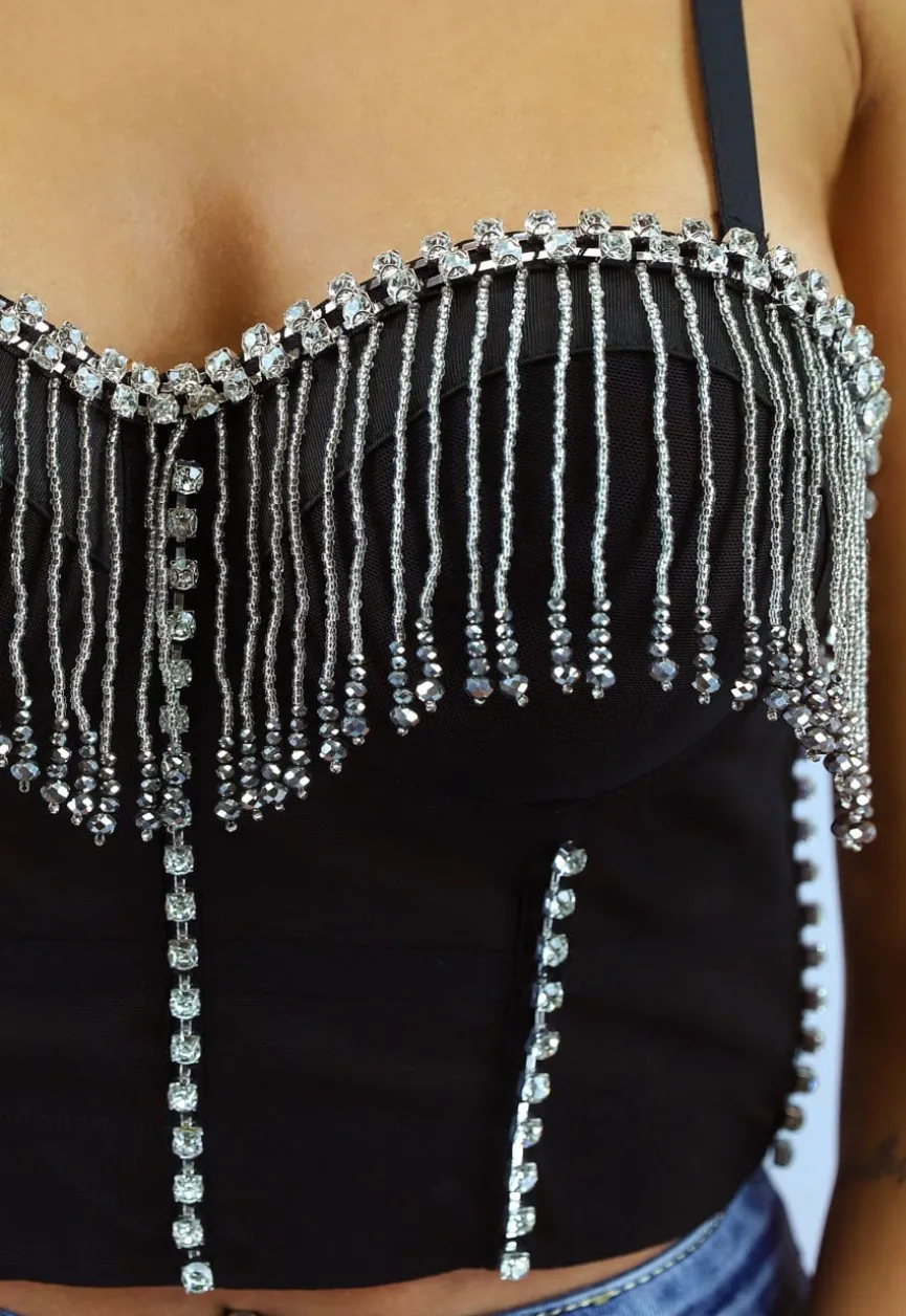 Zwarte Push Up Glamour Bustier