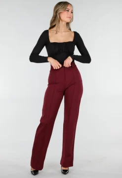 Zwarte Push-Up Longsleeve Top met Gerimpelde Bustier