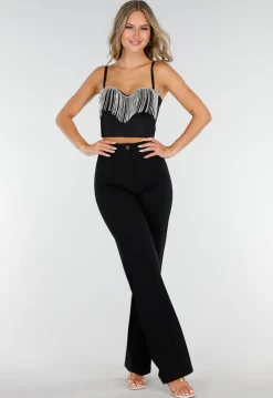 Zwarte Push Up Strass Bustier