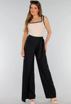 Zwarte Retro Zonnebril met Getinte Glazen en Gouden Details