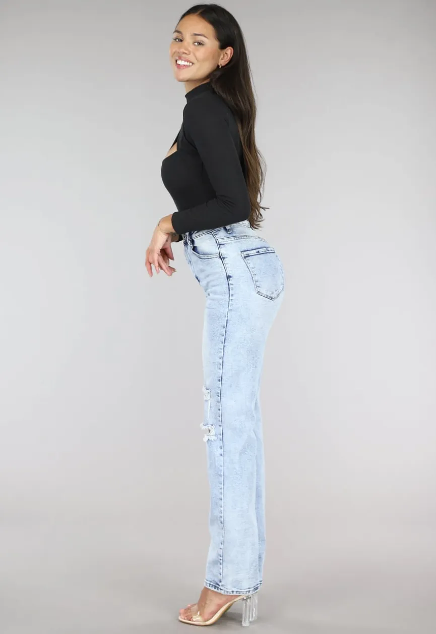 Zwarte Rib Bodysuit met Uitsnede