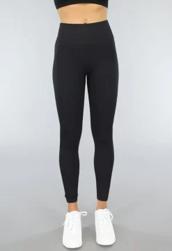 Zwarte Ribstof Sport Broek met Scrunch