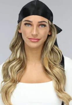 Zwarte Satijnen Wave Cap