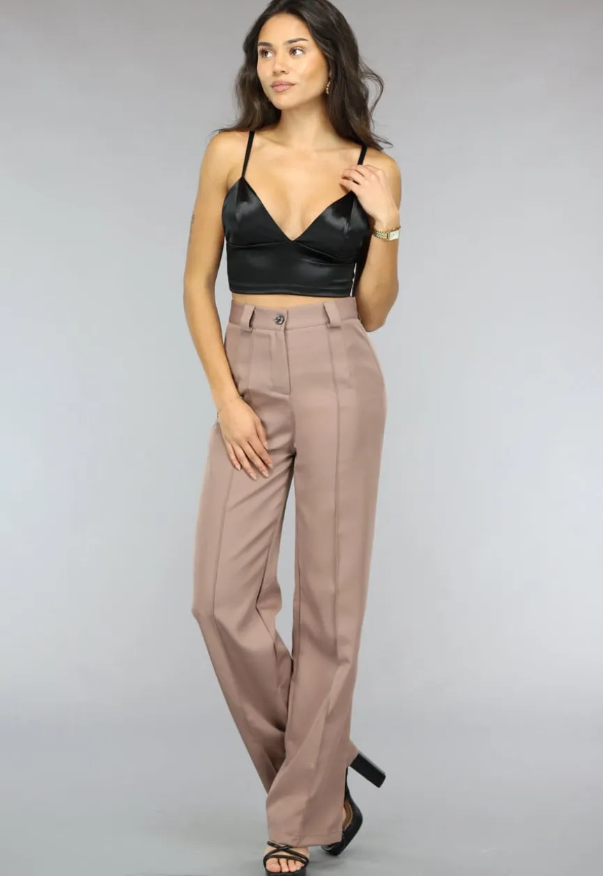 Zwarte Satin Look Crop Top met Spaghettibandjes