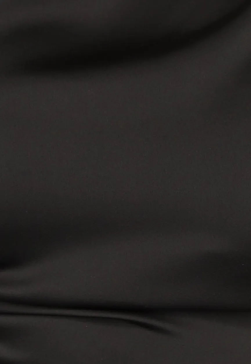 Zwarte Satin Top met Strikdetail