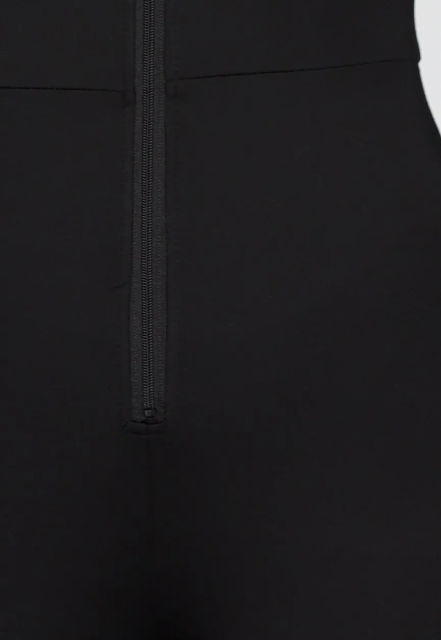 Zwarte Shaping Jumpsuit met Rits en Lange Mouwen