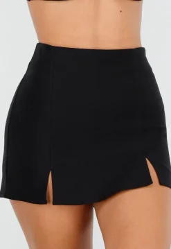 Zwarte Skort met Stretch en Splitjes