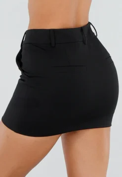 Zwarte Skort met Stretch en Steekzakken