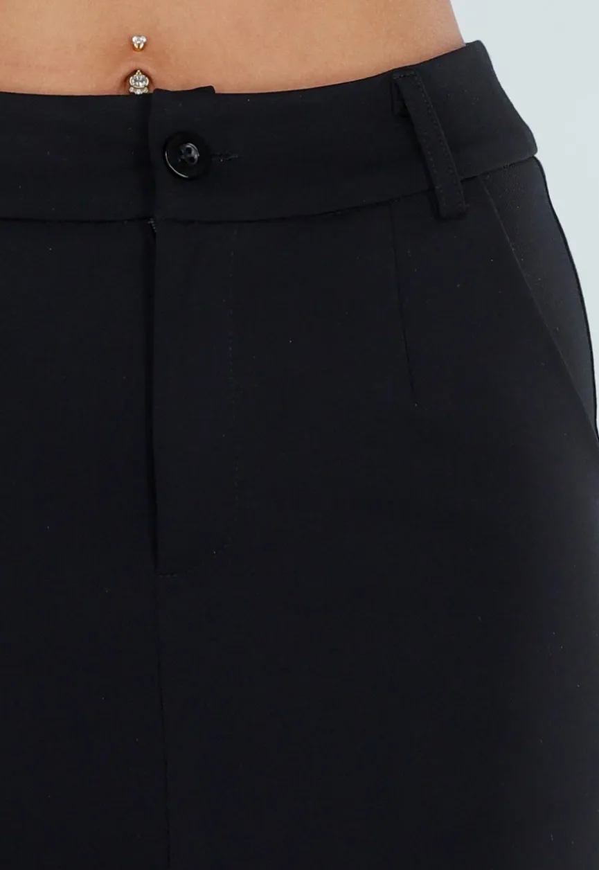 Zwarte Skort met Stretch en Steekzakken