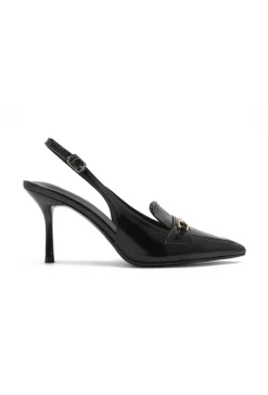 Zwarte Slingback Pumps met Goudkleurige Hardware