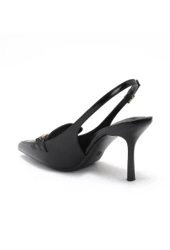 Zwarte Slingback Pumps met Goudkleurige Hardware