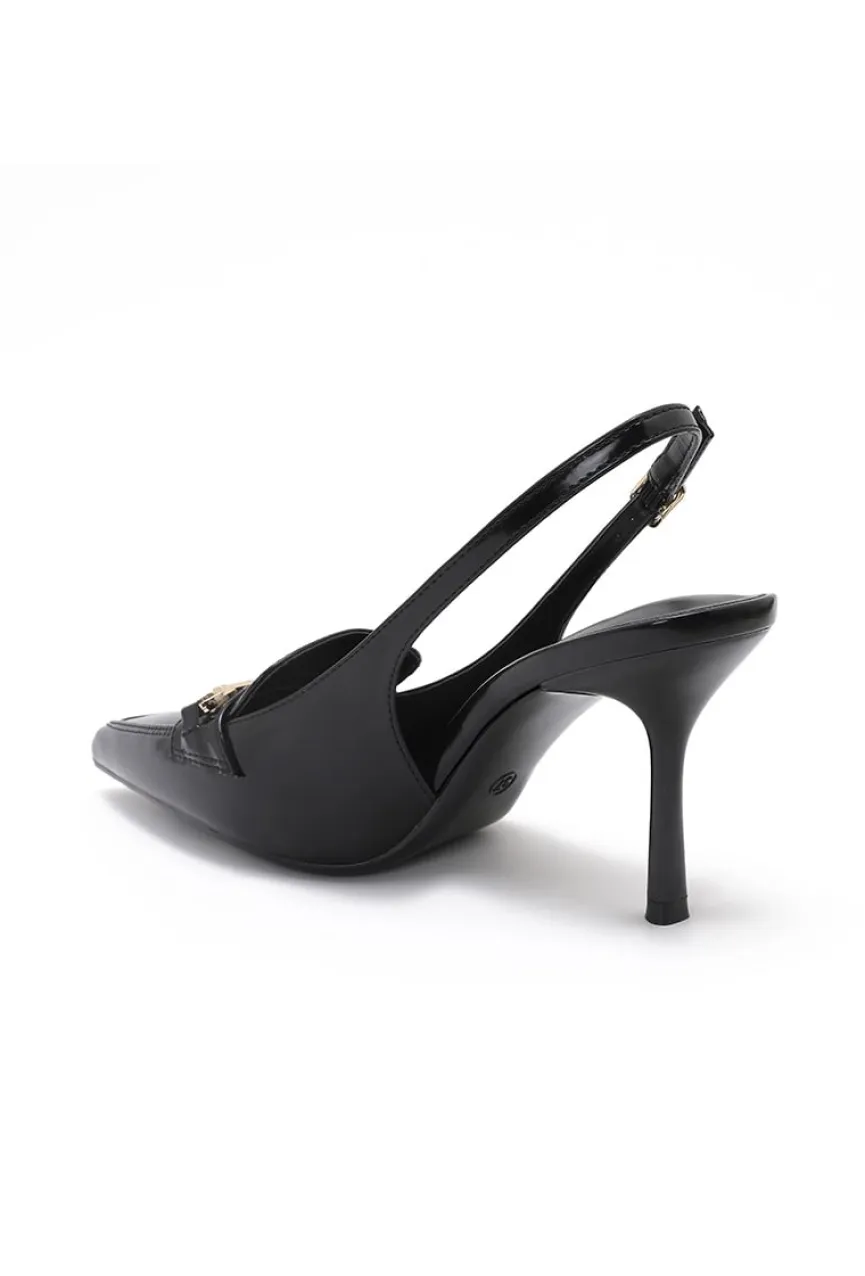 Zwarte Slingback Pumps met Goudkleurige Hardware