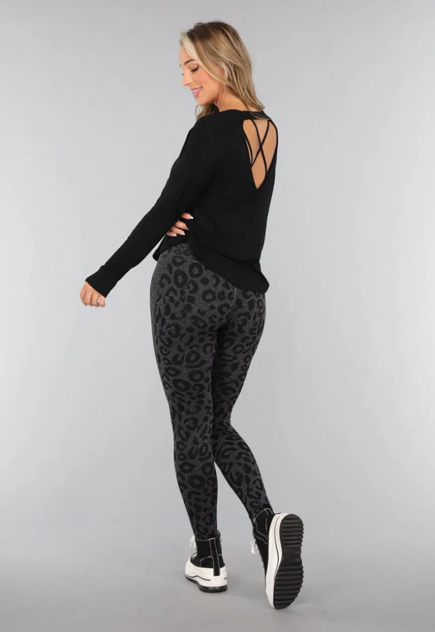 Zwarte Sportieve Top met Open Rug