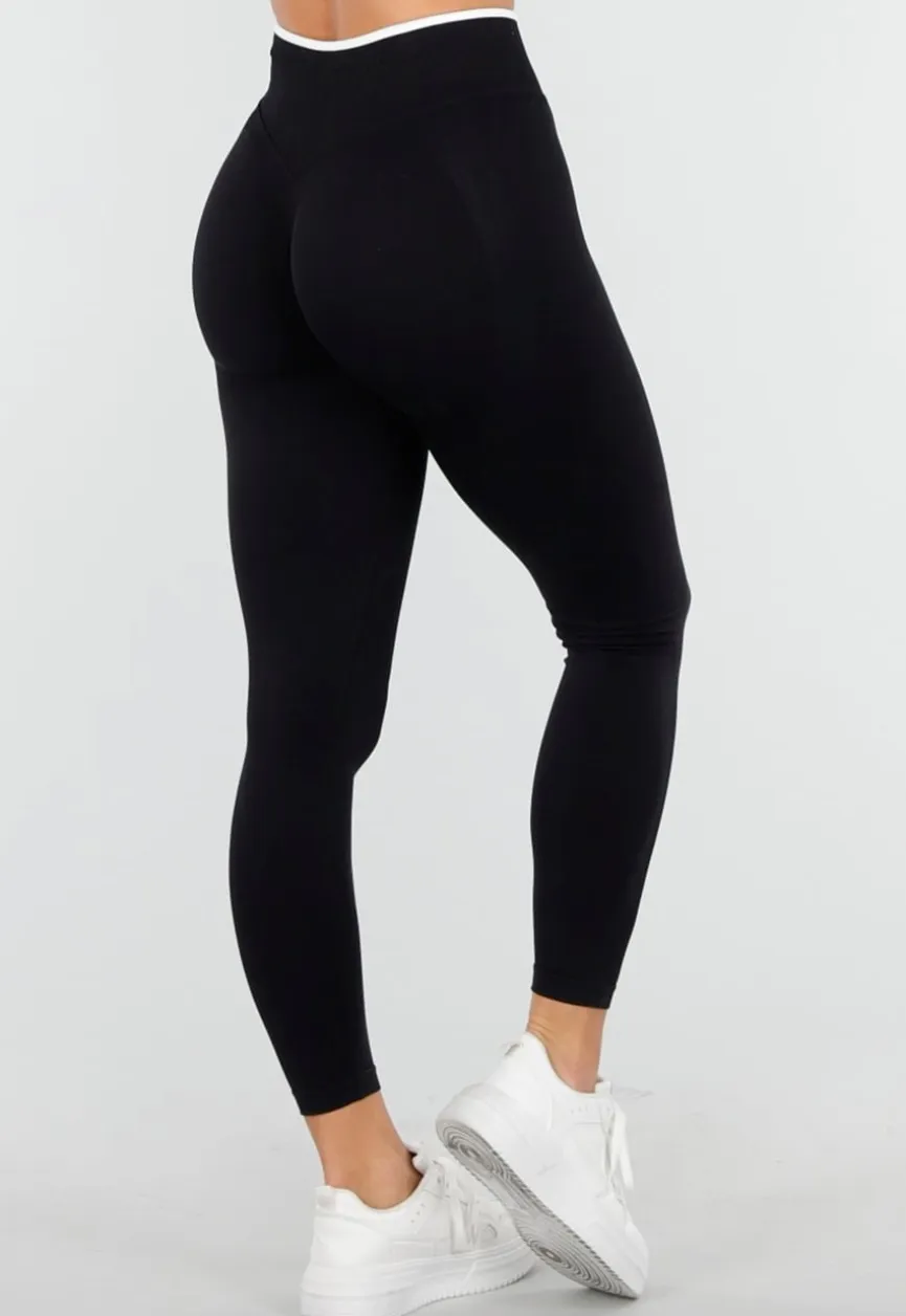 Zwarte Sportlegging met Hoge Taille en Stretch