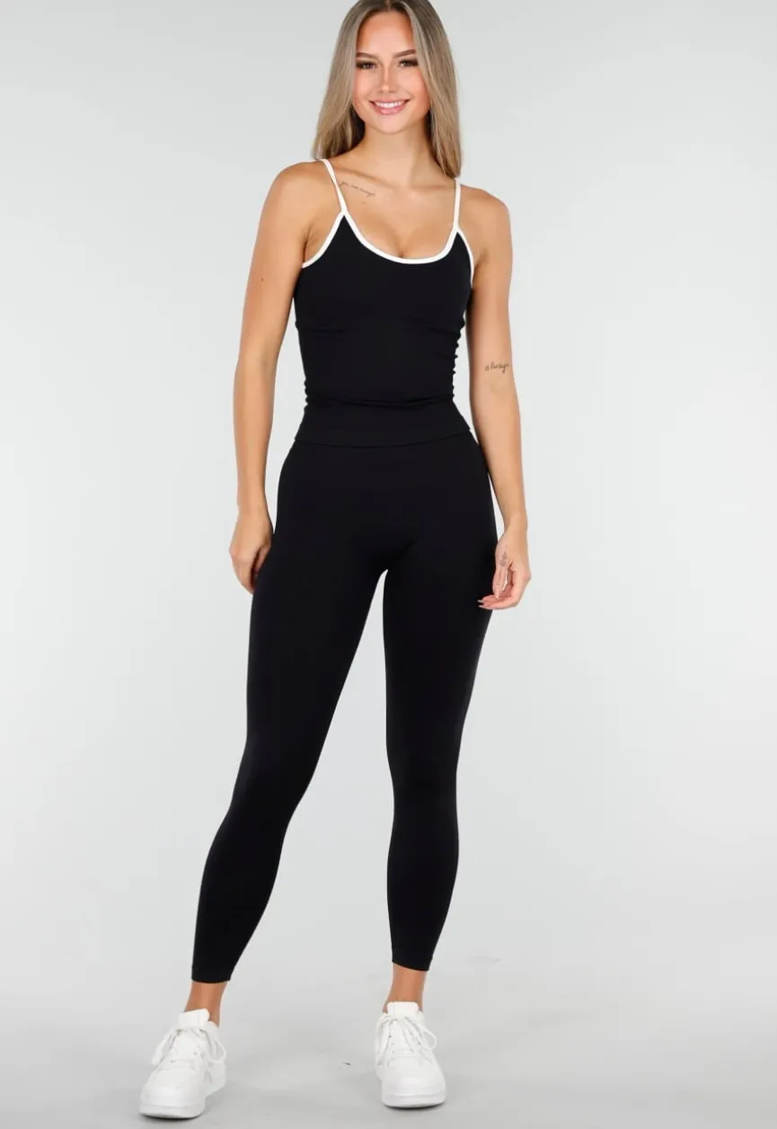 Zwarte Sportlegging met Hoge Taille en Stretch