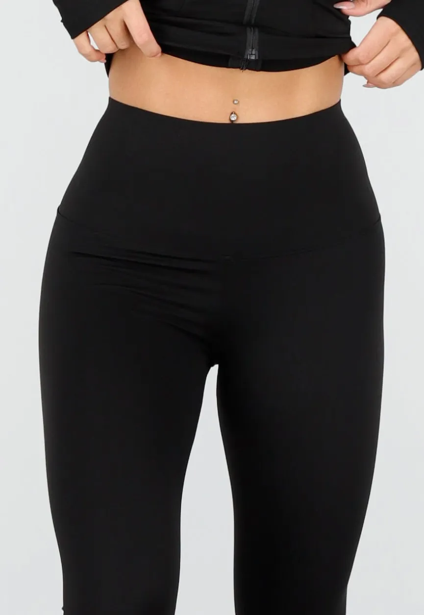 Zwarte Sportset met High Waist Legging en Sportjack