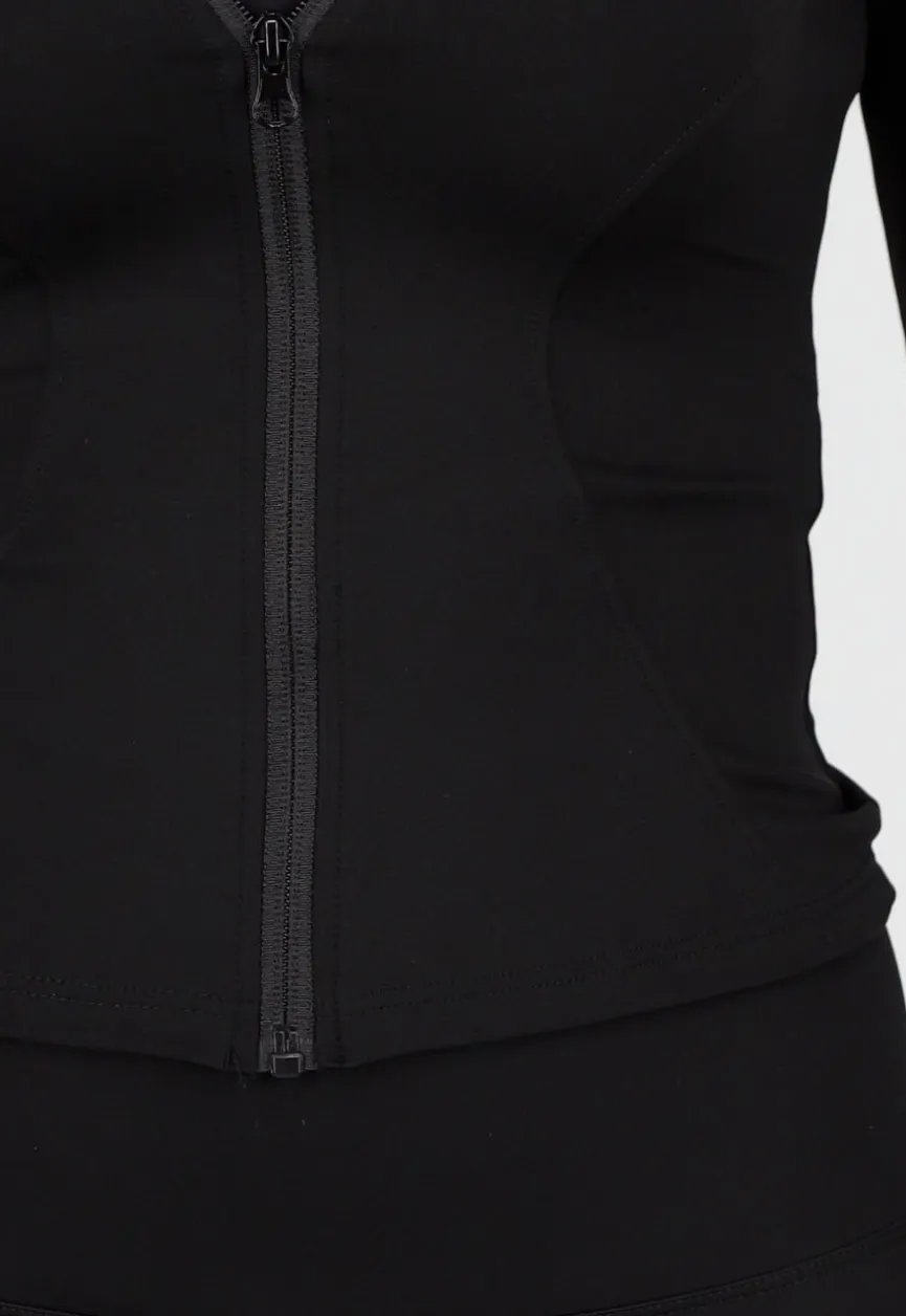 Zwarte Sportset met High Waist Legging en Sportjack