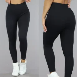 Zwarte Squatproof Sportlegging van Ribstof
