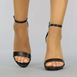 Zwarte Stiletto Sandaletten met Peeptoe