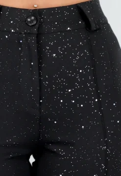 Zwarte Straight Leg Super Stretch Pantalon met Glitters