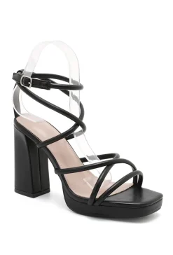 Zwarte Strappy Sandaletten met Blokhak