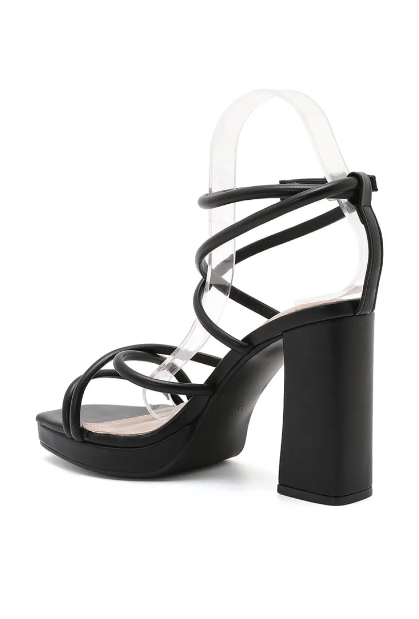 Zwarte Strappy Sandaletten met Blokhak