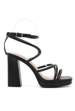 Zwarte Strappy Sandaletten met Blokhak