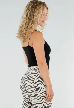 Zwarte Stretch Top met Pads en Spaghettibandjes