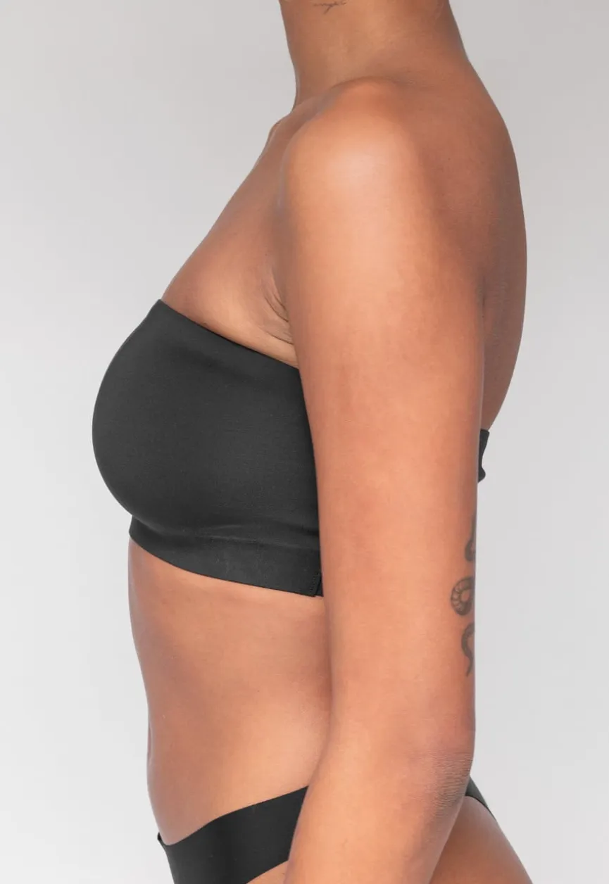 Zwarte Stretchy Bandeau Top met Anti-Slip Rand
