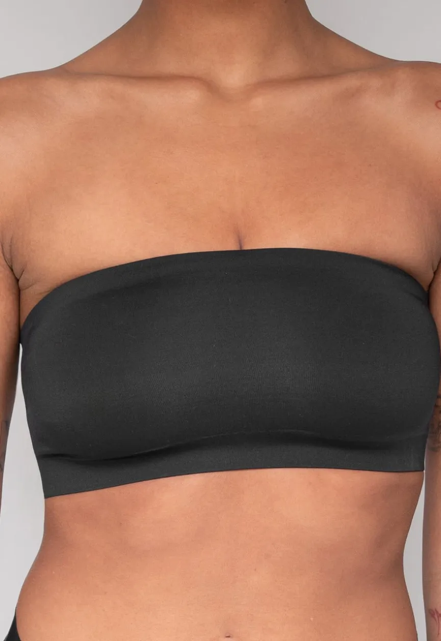 Zwarte Stretchy Bandeau Top met Anti-Slip Rand