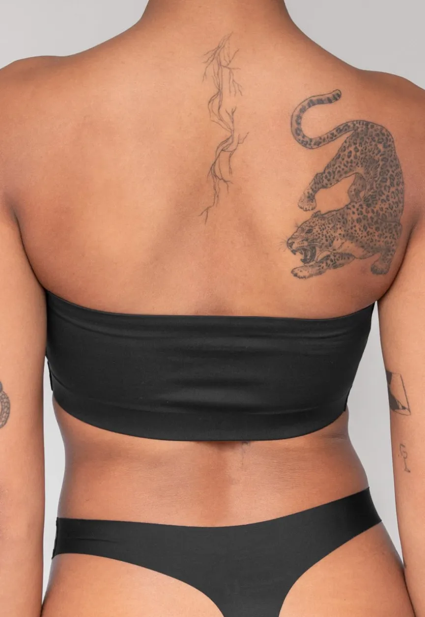 Zwarte Stretchy Bandeau Top met Anti-Slip Rand