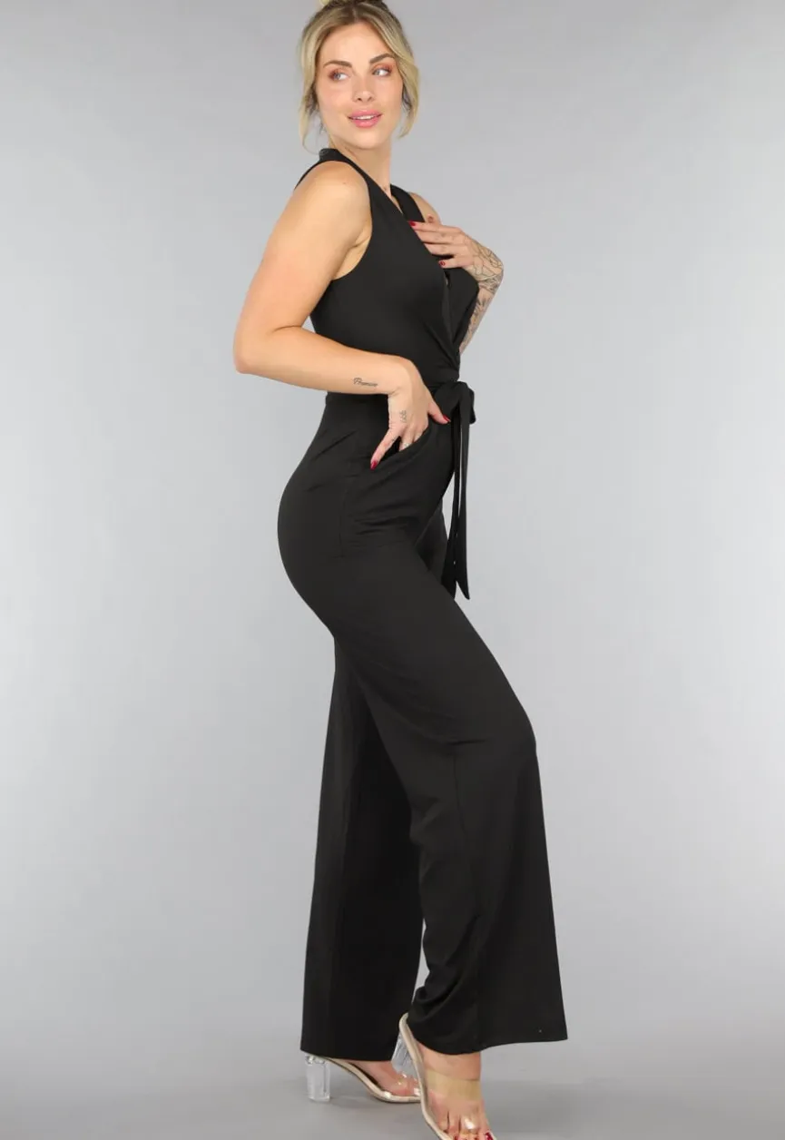 Zwarte Stretchy Jumpsuit met Ceintuur