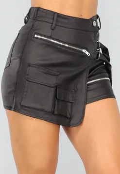Zwarte Stretchy Overslag Cargo Skort