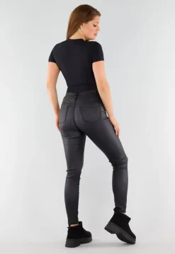 Zwarte String Body met Korte Mouwen en Ronde Hals