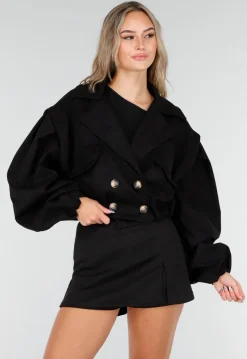 Zwarte Suède Look Cropped Trenchcoat