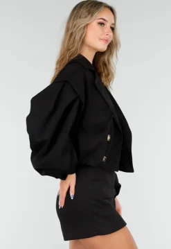 Zwarte Suède Look Cropped Trenchcoat