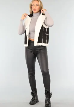 Zwarte Suèdelook Teddy Bodywarmer