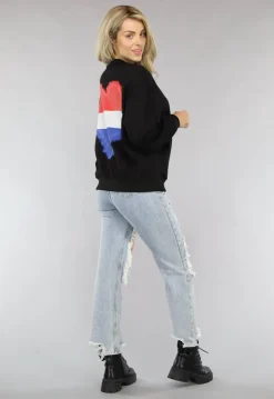 Zwarte Sweater met Nederlandse Vlag Hart