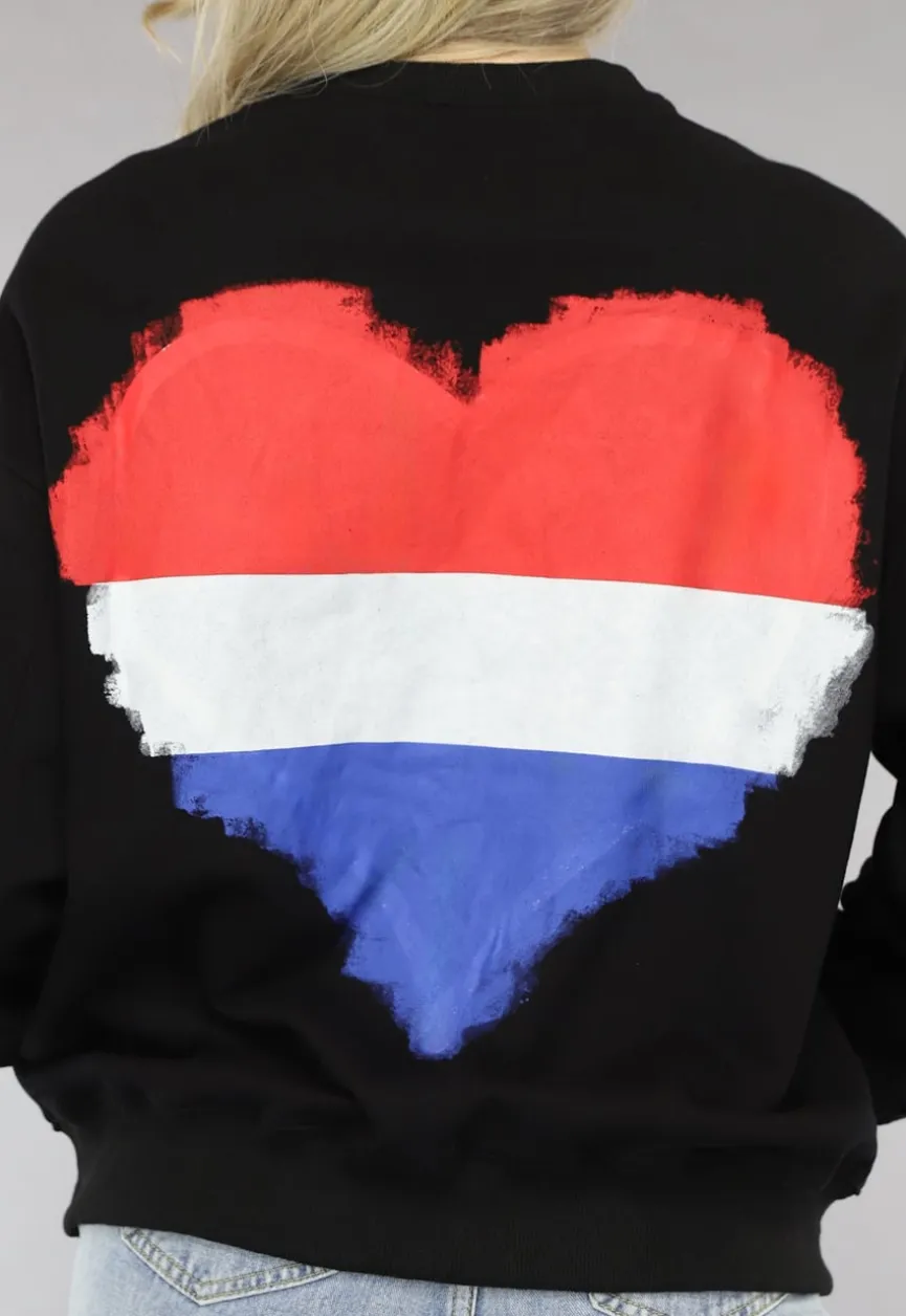 Zwarte Sweater met Nederlandse Vlag Hart