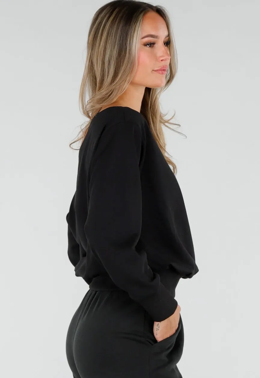 Zwarte Tall Jogger Set met One Shoulder Sweater