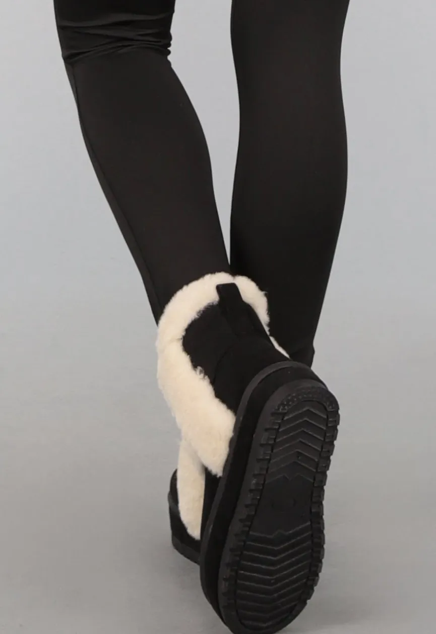 Zwarte Teddy Boots met Dikke Zool