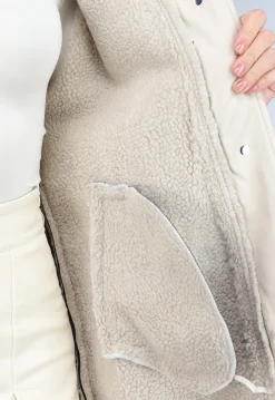 Zwarte Teddy Trenchcoat met Bontkraag