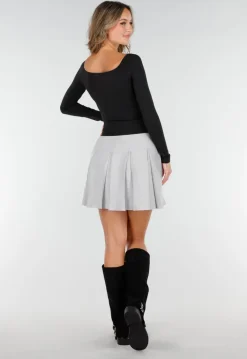 Zwarte Top met Overslag en Plooidetail van Stretch