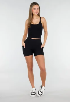 Zwarte Top met Spaghettibandjes en Pads