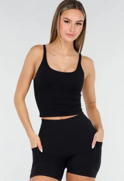 Zwarte Top met Spaghettibandjes en Pads
