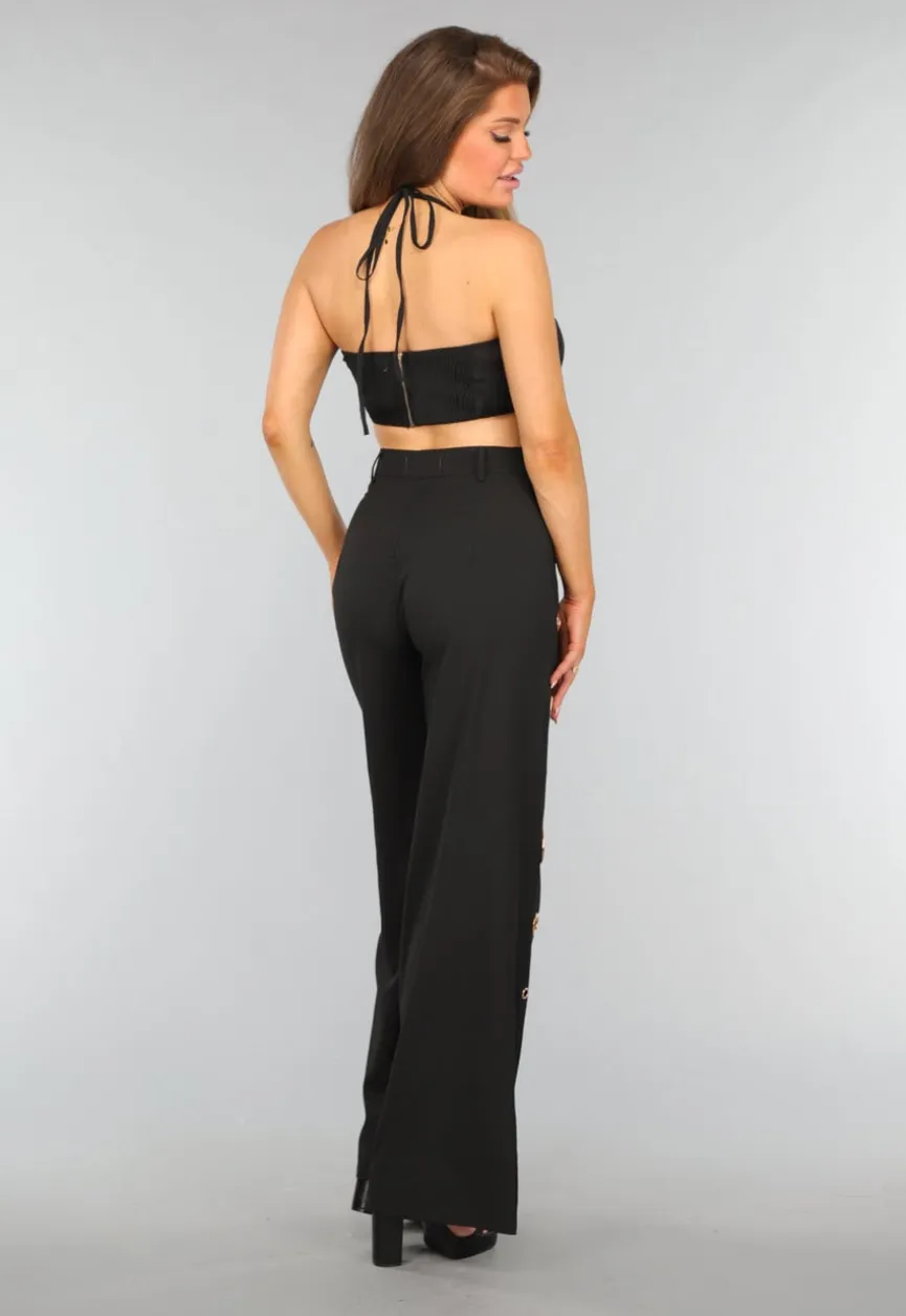 Zwarte Two Piece met Gouden Ring Details