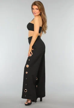 Zwarte Two Piece met Gouden Ring Details
