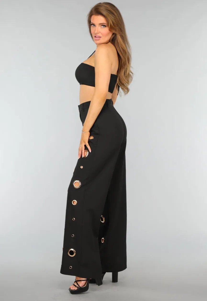 Zwarte Two Piece met Gouden Ring Details