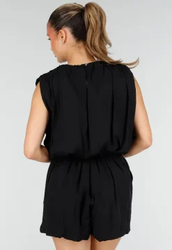 Zwarte Two Piece Set met Mouwloze Top en Ballonshort